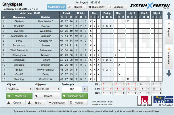 Stryktipset tips resultat